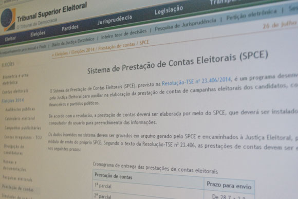Sistema do TSE para prestação de contas dos candidatos / Foto: Marcelo Paiva 