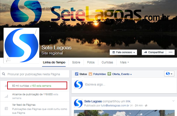 Página do SeteLagoas.com.br no facebook chega a marca de 50 mil curtidas