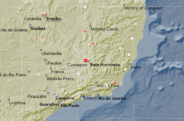 Mapa da região onde ocorreu tremor de terra em Minas Gerais/ Foto: Observatório Sismológico UnB