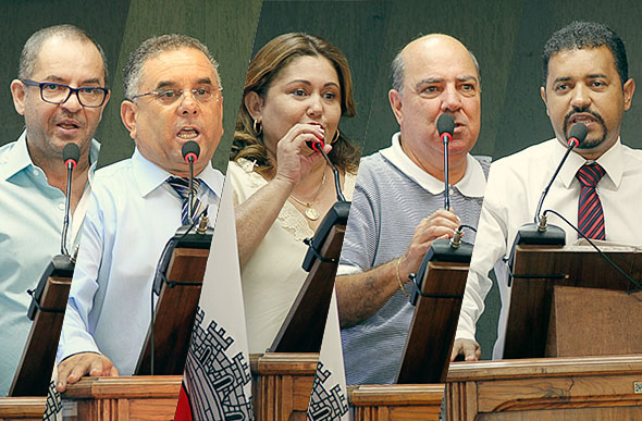 A Comissão Parlamentar de Inquérito é composta por esses cinco vereadores/ Foto montagem