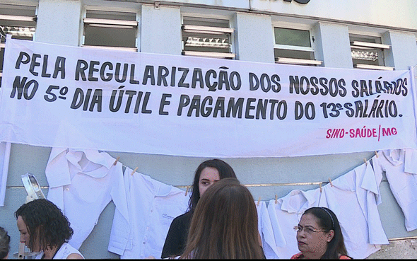 Servidores da Saúde de Minas Gerais decidem entrar em greve após anúncio de 13º salário somente para as forças de segurança/Foto: Reprodução/TV Globo