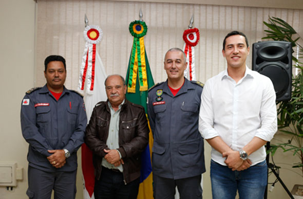 Major Christian, prefeito Leone Maciel, Coronel Erlon e deputado Douglas Melo / Foto: Laila Gusmão