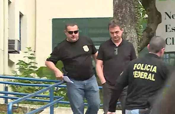 Joesley Batista, dono da JBS, saindo do Instituto Médico Legal (IML) após ser preso na Operação Capitu — Foto: Reprodução/TV Globo