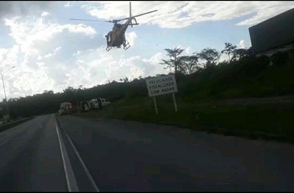 A vítima foi socorrida por helicóptero./ Foto: Reprodução