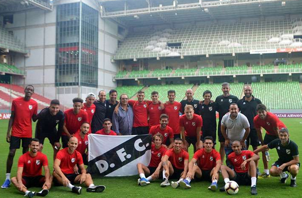 Jogadores do Danubio fizeram treino no Independência nessa segunda-feira, véspera da 'decisão' / Foto: Divulgação / Danubio