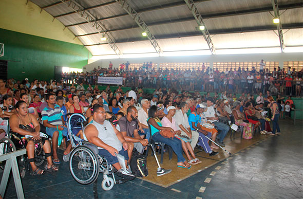 O ginásio Vinício Dias de Avelar, no bairro Nova Cidade foi palco da primeira rodada de sorteios / Foto: AsCom PMSL