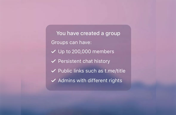Foto: Divulgação/Telegram/ Telegram anuncia expansão de grupos, que agora podem ter até 200 mil membros