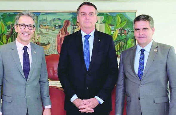 Foto: Reprodução Instagram @romeuzemaoficial/ Zema e Brant se encontraram com Bolsonaro em busca de soluções para a crise fiscal de Minas