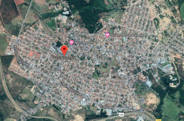 O homem fi localizado em uma área de mata, em Paraopeba./ Foto: Google Maps/Reprodução