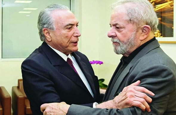 Temer e Lula estão presos por motivos diferentes - Foto: Beto Barata/PR (02/02/2017)
