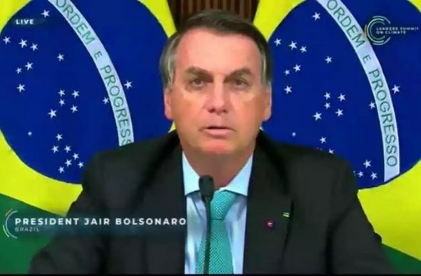 Bolsonaro durante discurso na Cúpula de Líderes sobre o Clima (foto: Reprodução)
