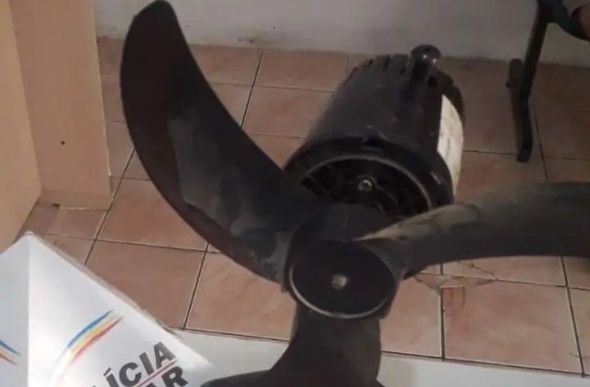 Ventilador usado no crime foi apreendido. - Foto: Polícia Militar / Divulgação