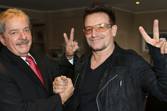 Ex-presidente Lula e Bono Vox, do U2, em Londres / Foto: Divulgação