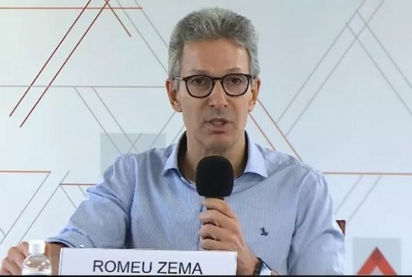 Romeu Zema em coletiva de imprensa nesta quarta-feira. — Foto: Ewerton Lopes / TV Globo