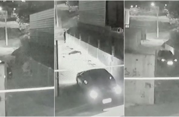 Vídeo mostra homem deixando vítima na rua e depois passando o carro por cima dela duas vezes. — Foto: Circuito de segurança