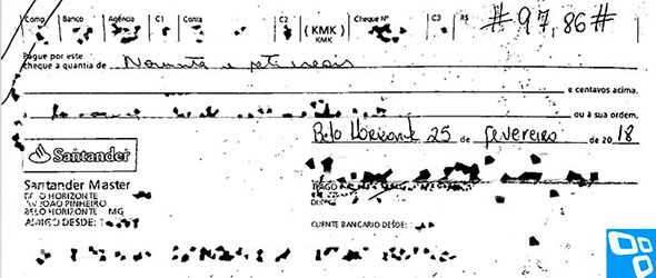 Cheque de um suposto cliente do Banco Inter