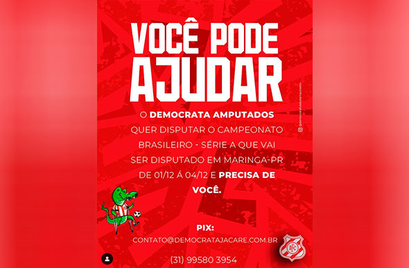 Foto: Democrata Futebol de Amputados/Instagram/Divulgação.