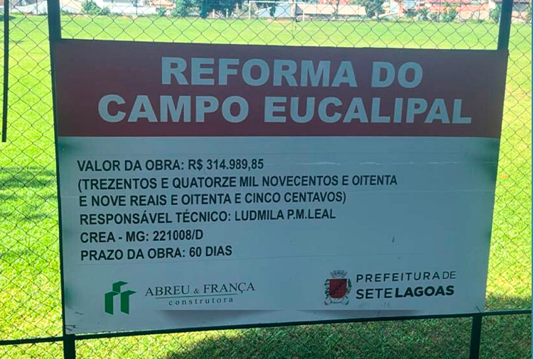 Reforma no Campo do Eucalipal tem prazo de execução de 60 dias. Foto: ASCOM PMSL.