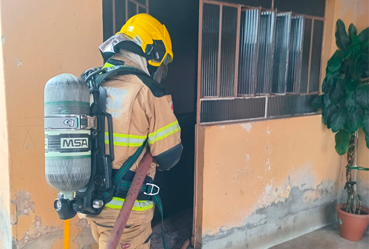 Ação rápida dos bombeiros evitou que incêndio se alastasse, além de salvar a moradora e seu cão, Foto: 5º Cia. Ind. Bombeiros Militares.