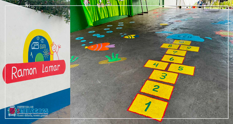 Pintura na Escola Municipal Ramon Lamar.