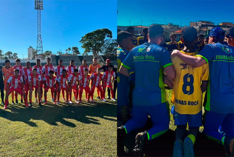 Equipes de base do Democrata de Sete Lagoas e Minas Boca Arena TM jogaram no fim de semana. Foto: Instagram @democratanabase e @escoladefutebolarenatm.