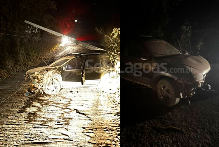 Veículo teve sinistro contra poste na estrada / Foto: cedidas ao SeteLagoas.com.br